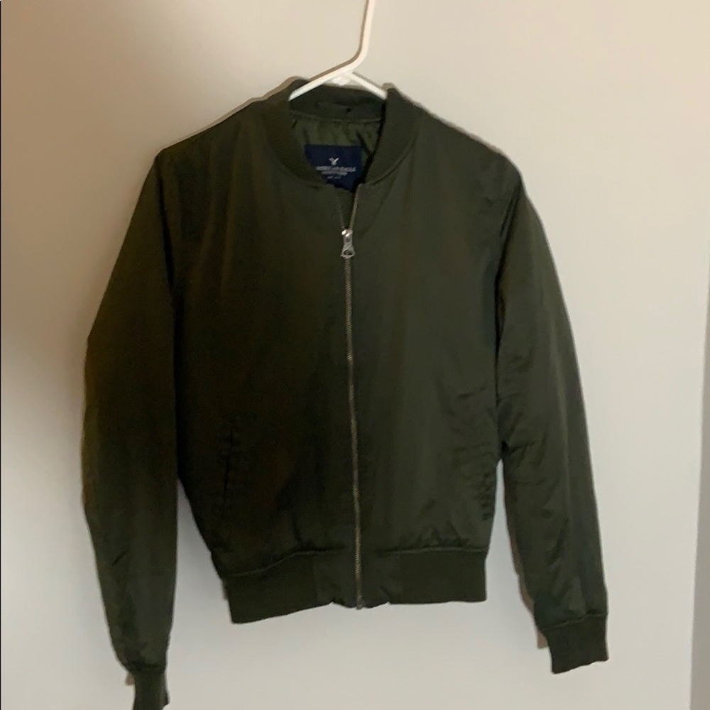 American Eagle forest green bomber jacket
